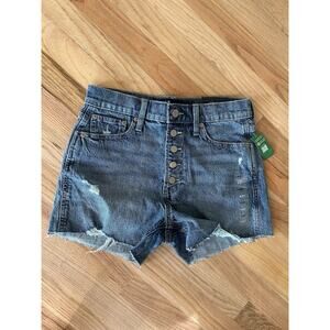 Gap Cheeky Midi Shorts High Rise Distressed Cut Off Button-Fly 4/27 NEW 4"